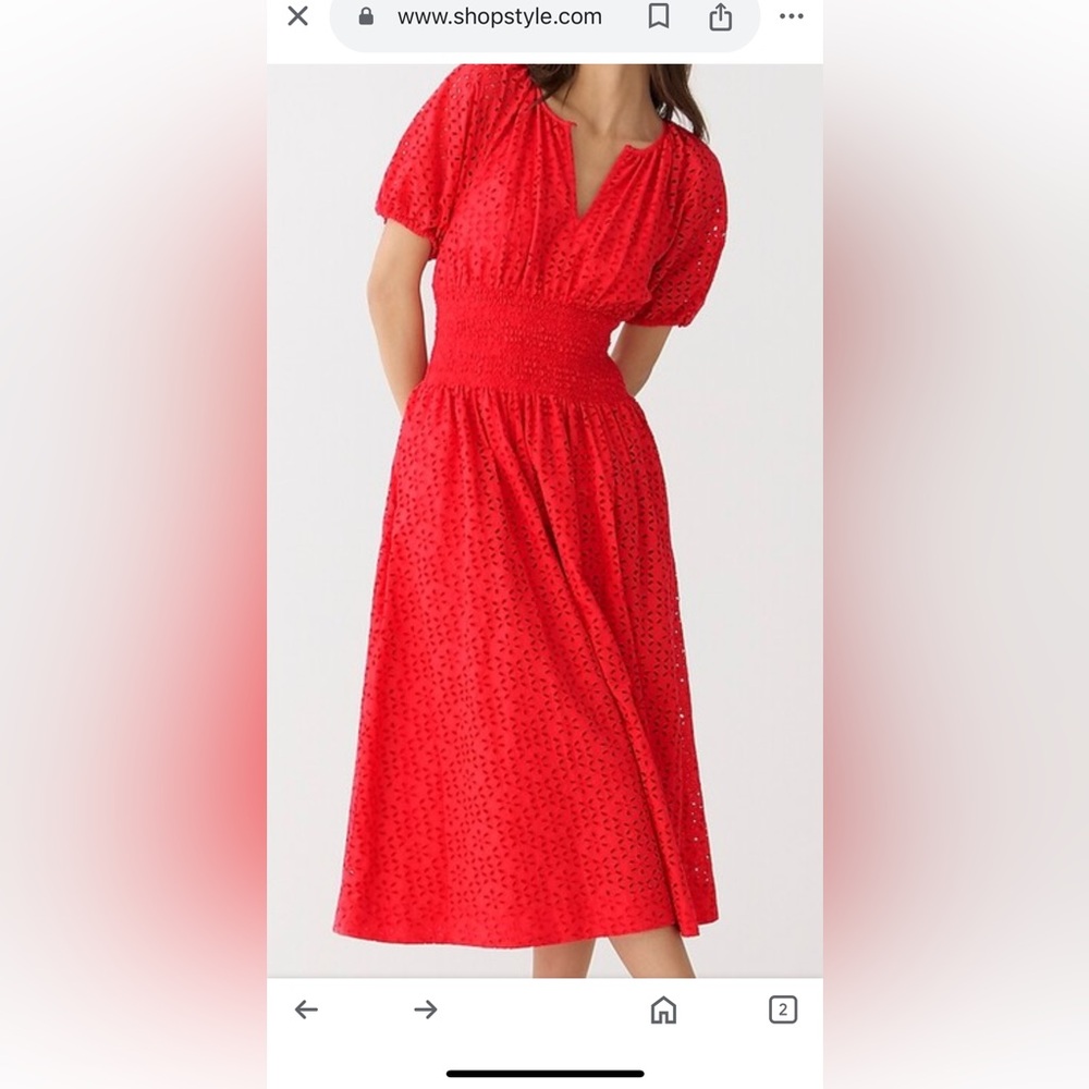 NWT J.Crew Provence smocked-waist midi dress in Rec eyelet